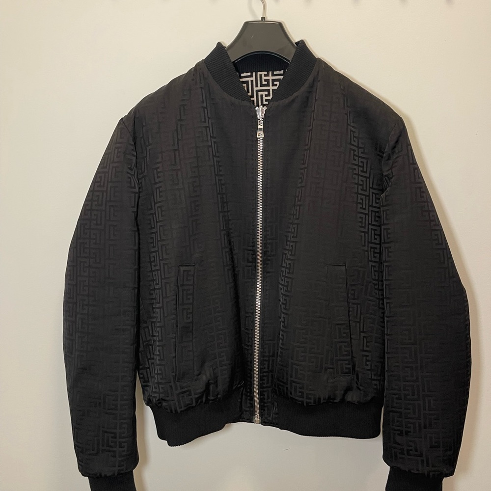 Men’s BALMAIN Logo Monogram Reversible Bomber Jacket